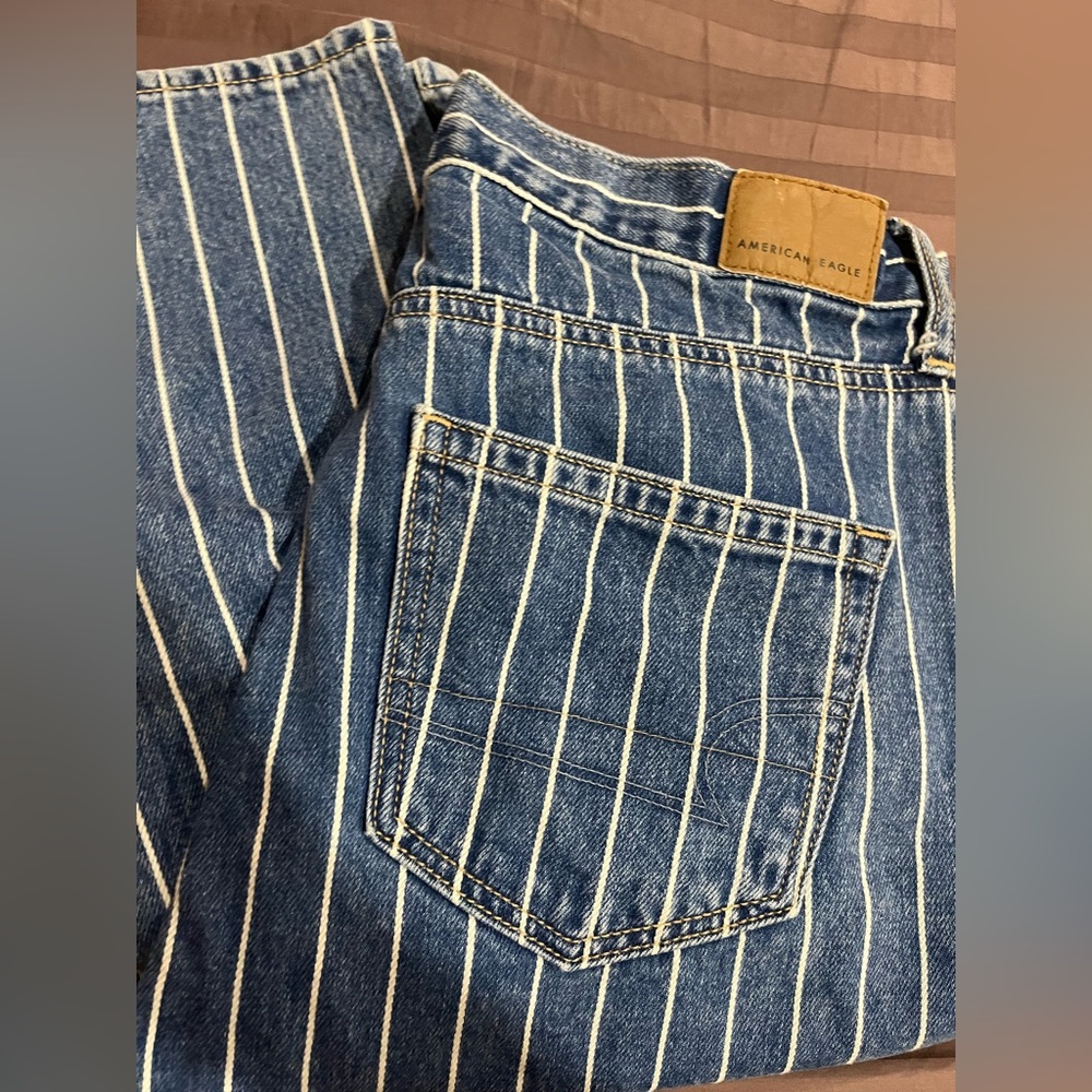 American Eagle striped skinny jeans